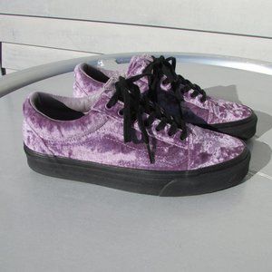 Vans Old Skool Velvet Sea Fog Purple & Black Skate Shoes M 7 W 8.5 RARE Nice
